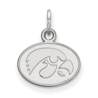 14k White Gold LogoArt University of Iowa Hawk Extra Small Oval Pendant