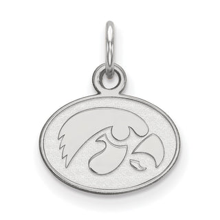 14k White Gold LogoArt University of Iowa Hawk Extra Small Oval Pendant