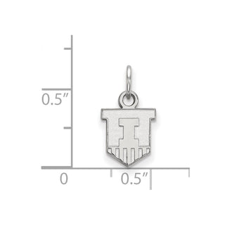 14k White Gold LogoArt University of Illinois Victory Badge Extra Small Pendant