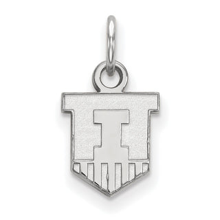 Sterling Silver Rhodium-plated LogoArt University of Illinois Victory Badge Extra Small Pendant