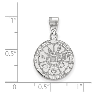 Sterling Silver Rhodium-plated LogoArt University of Nebraska Medium Crest Pendant