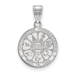 Sterling Silver Rhodium-plated LogoArt University of Nebraska Medium Crest Pendant