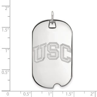Sterling Silver Rhodium-plated LogoArt University of Southern California U-S-C Large Dog Tag Pendant