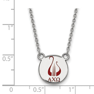 Sterling Silver Rhodium-plated LogoArt Alpha Chi Omega Sorority Symbol Small Color Enamel Pendant 18 inch Necklace SS044ACO-18