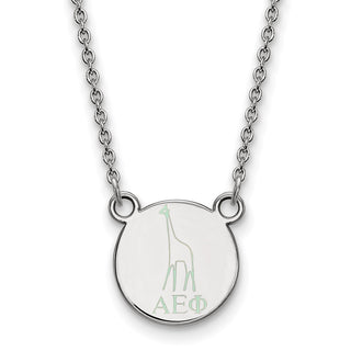 Sterling Silver Rhodium-plated LogoArt Alpha Epsilon Phi Sorority Symbol Extra Small Color Enamel Pendant 18 inch Necklace