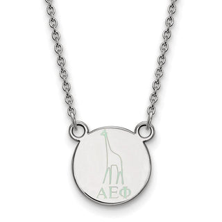Sterling Silver Rhodium-plated LogoArt Alpha Epsilon Phi Sorority Symbol Extra Small Color Enamel Pendant 18 inch Necklace