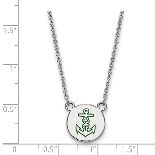 Sterling Silver Rhodium-plated LogoArt Alpha Sigma Tau Sorority Symbol Small Color Enamel Pendant 18 inch Necklace SS044ALS-18