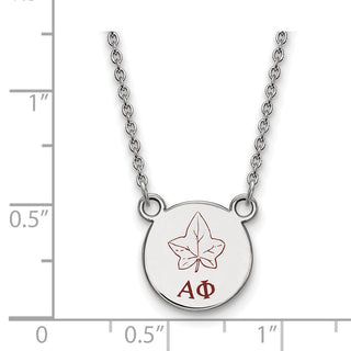 Sterling Silver Rhodium-plated LogoArt Alpha Phi Sorority Symbol Small Color Enamel Pendant 18 inch Necklace SS044APH-18