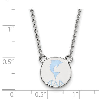 Sterling Silver Rhodium-plated LogoArt Delta Delta Delta Sorority Symbol Small Color Enamel Pendant 18 inch Necklace SS044DDD-18