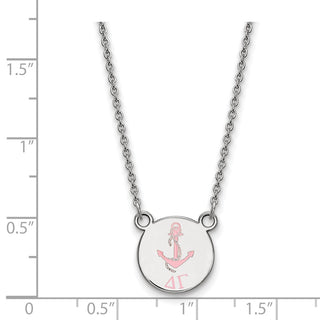 Sterling Silver Rhodium-plated LogoArt Delta Gamma Sorority Symbol Small Color Enamel Pendant 18 inch Necklace SS044DG-18