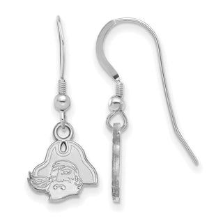 Sterling Silver Rhodium-plated LogoArt East Carolina University Pirate Extra Small Dangle Wire Earrings SS044ECU