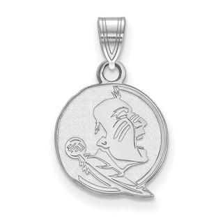 Sterling Silver Rhodium-plated LogoArt Florida State University Seminole Small Pendant