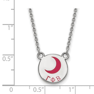 Sterling Silver Rhodium-plated LogoArt Gamma Phi Beta Sorority Symbol Small Color Enamel Pendant 18 inch Necklace SS044GPB-18