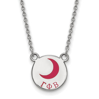 Sterling Silver Rhodium-plated LogoArt Gamma Phi Beta Sorority Symbol Small Color Enamel Pendant 18 inch Necklace SS044GPB-18