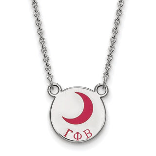 Sterling Silver Rhodium-plated LogoArt Gamma Phi Beta Sorority Symbol Small Color Enamel Pendant 18 inch Necklace SS044GPB-18