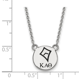 Sterling Silver Rhodium-plated LogoArt Kappa Alpha Theta Sorority Symbol Small Color Enamel Pendant 18 inch Necklace SS044KAT-18