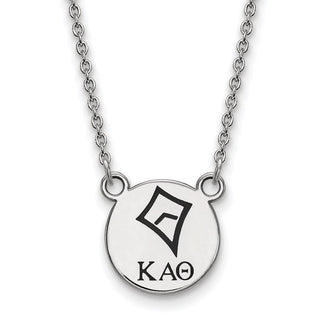 Sterling Silver Rhodium-plated LogoArt Kappa Alpha Theta Sorority Symbol Small Color Enamel Pendant 18 inch Necklace SS044KAT-18