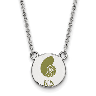 Sterling Silver Rhodium-plated LogoArt Kappa Delta Sorority Symbol Small Color Enamel Pendant 18 inch Necklace SS044KD-18