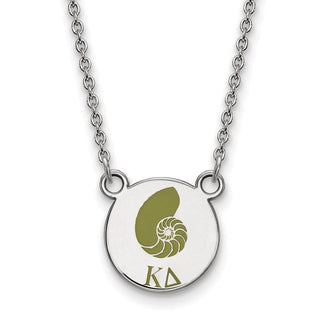 Sterling Silver Rhodium-plated LogoArt Kappa Delta Sorority Symbol Small Color Enamel Pendant 18 inch Necklace SS044KD-18