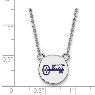 Sterling Silver Rhodium-plated LogoArt Kappa Kappa Gamma Sorority Symbol Small Color Enamel Pendant 18 inch Necklace SS044KKG-18