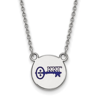 Sterling Silver Rhodium-plated LogoArt Kappa Kappa Gamma Sorority Symbol Small Color Enamel Pendant 18 inch Necklace SS044KKG-18