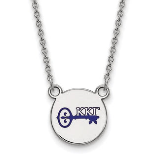 Sterling Silver Rhodium-plated LogoArt Kappa Kappa Gamma Sorority Symbol Small Color Enamel Pendant 18 inch Necklace SS044KKG-18