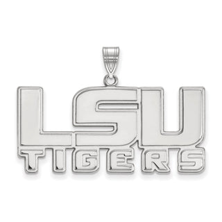 14k White Gold LogoArt Louisiana State University L-S-U Tigers Large Pendant