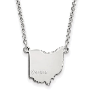 Sterling Silver Rhodium-plated LogoArt Miami University Ohio Shape Zip Code Pendant 18 inch Necklace