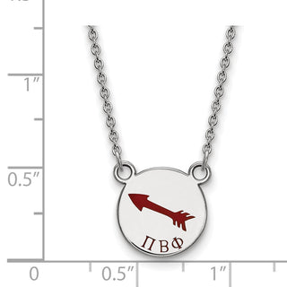 Sterling Silver Rhodium-plated LogoArt Pi Beta Phi Sorority Symbol Small Color Enamel Pendant 18 inch Necklace SS044PBP-18