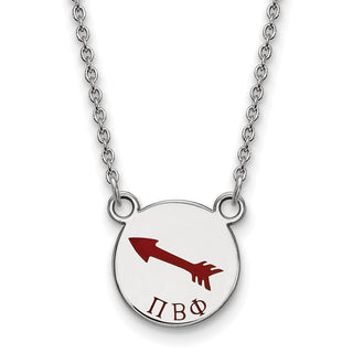 Sterling Silver Rhodium-plated LogoArt Pi Beta Phi Sorority Symbol Small Color Enamel Pendant 18 inch Necklace SS044PBP-18