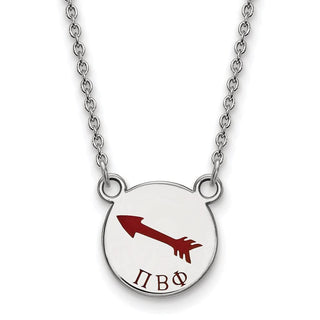 Sterling Silver Rhodium-plated LogoArt Pi Beta Phi Sorority Symbol Small Color Enamel Pendant 18 inch Necklace SS044PBP-18