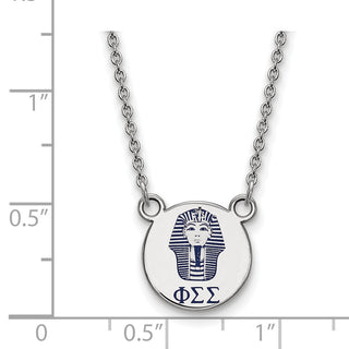 Sterling Silver Rhodium-plated LogoArt Phi Sigma Sigma Sorority Symbol Small Color Enamel Pendant 18 inch Necklace SS044PSS-18
