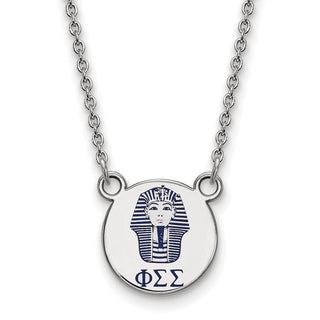 Sterling Silver Rhodium-plated LogoArt Phi Sigma Sigma Sorority Symbol Small Color Enamel Pendant 18 inch Necklace SS044PSS-18