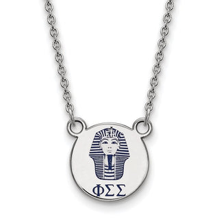 Sterling Silver Rhodium-plated LogoArt Phi Sigma Sigma Sorority Symbol Small Color Enamel Pendant 18 inch Necklace SS044PSS-18