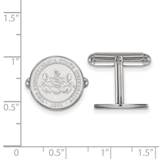 Sterling Silver Rhodium-plated LogoArt Penn State University Crest Cuff Links