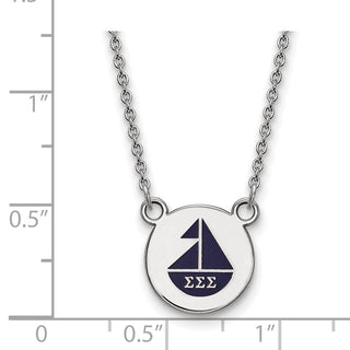 Sterling Silver Rhodium-plated LogoArt Sigma Sigma Sigma Sorority Symbol Small Color Enamel Pendant 18 inch Necklace SS044SSS-18