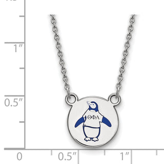 Sterling Silver Rhodium-plated LogoArt Theta Phi Alpha Sorority Symbol Small Color Enamel Pendant 18 inch Necklace SS044TPA-18