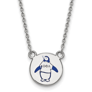 Sterling Silver Rhodium-plated LogoArt Theta Phi Alpha Sorority Symbol Small Color Enamel Pendant 18 inch Necklace SS044TPA-18