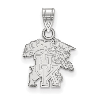 Sterling Silver Rhodium-plated LogoArt University of Kentucky U-K Wildcat Small Pendant
