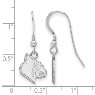 Sterling Silver Rhodium-plated LogoArt University of Louisville Cardinal Small Dangle Wire Earrings