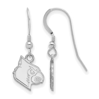 Sterling Silver Rhodium-plated LogoArt University of Louisville Cardinal Small Dangle Wire Earrings