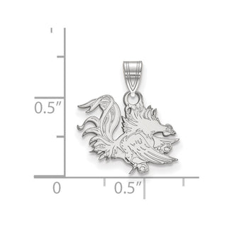 14k White Gold LogoArt University of South Carolina Gamecock Small Pendant