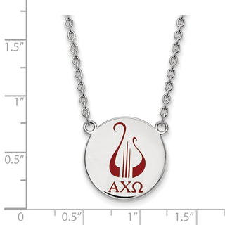 Sterling Silver Rhodium-plated LogoArt Alpha Chi Omega Sorority Symbol Large Color Enamel Pendant 18 inch Necklace SS045ACO-18