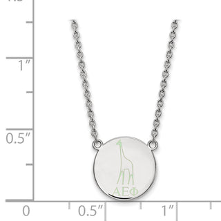 Sterling Silver Rhodium-plated LogoArt Alpha Epsilon Phi Sorority Symbol Large Color Enamel Pendant 18 inch Necklace