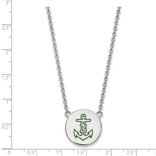 Sterling Silver Rhodium-plated LogoArt Alpha Sigma Tau Sorority Symbol Large Color Enamel Pendant 18 inch Necklace SS045ALS-18