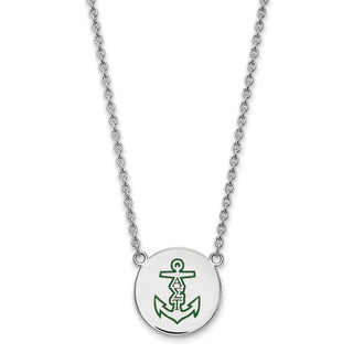 Sterling Silver Rhodium-plated LogoArt Alpha Sigma Tau Sorority Symbol Large Color Enamel Pendant 18 inch Necklace SS045ALS-18