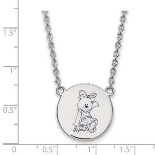 Sterling Silver Rhodium-plated LogoArt Alpha Xi Delta Sorority Symbol Large Color Enamel Pendant 18 inch Necklace SS045AXD-18