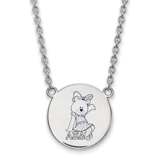 Sterling Silver Rhodium-plated LogoArt Alpha Xi Delta Sorority Symbol Large Color Enamel Pendant 18 inch Necklace SS045AXD-18
