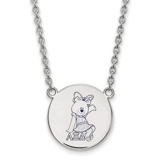 Sterling Silver Rhodium-plated LogoArt Alpha Xi Delta Sorority Symbol Large Color Enamel Pendant 18 inch Necklace SS045AXD-18