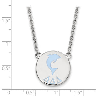 Sterling Silver Rhodium-plated LogoArt Delta Delta Delta Sorority Symbol Large Color Enamel Pendant 18 inch Necklace SS045DDD-18